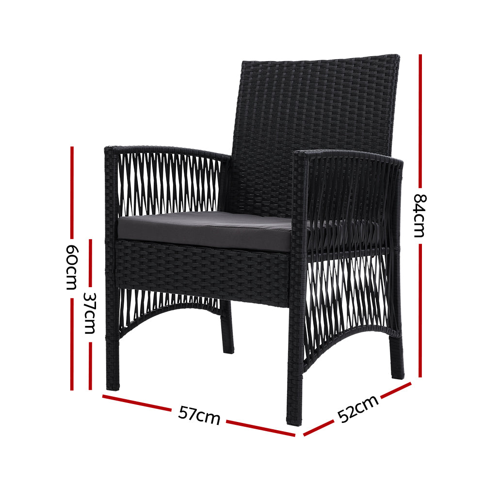 Armadale Luxury Set of 2 Bistro Chairs - Black